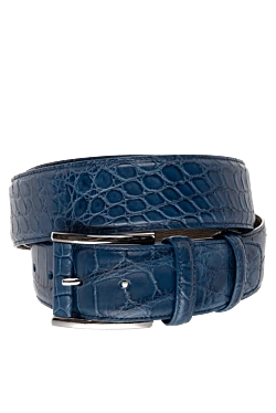 Crocodile leather belt blue for men