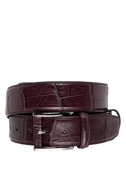 Purple crocodile leather belt for men