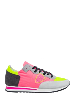 Pink leather sneakers for women