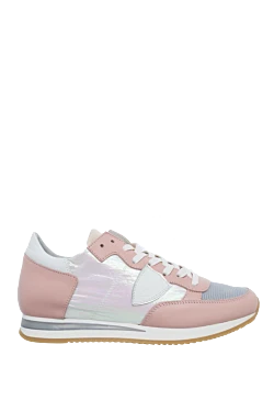 Pink leather sneakers for women