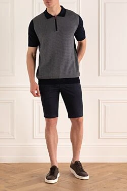 Blue cotton and silk shorts for men