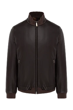 Куртка из натуральной кожи и кожи аллигатора коричневая мужская