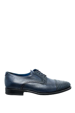 Men's shoes made of leather and crocodile skin blue