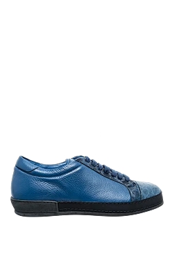 Blue leather sneakers for men