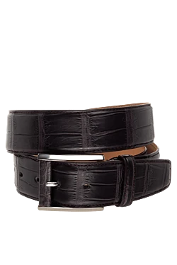 Crocodile leather belt burgundy for men