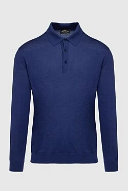 Wool long sleeve polo blue for men