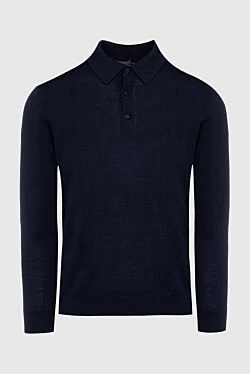 Wool long sleeve polo black for men