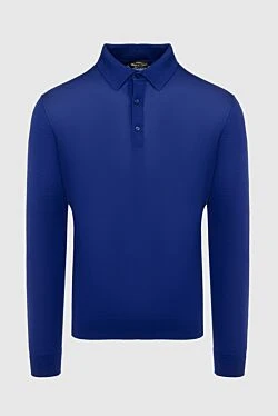 Wool long sleeve polo blue for men