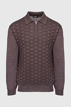 Long Sleeve Polo in Silk and Cashmere Brown for men