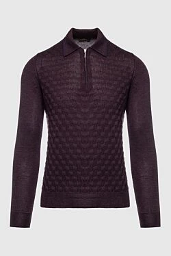 Long Sleeve Polo in Silk and Cashmere Violet for men