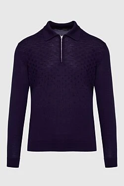 Wool Long Sleeve Polo Violet for men