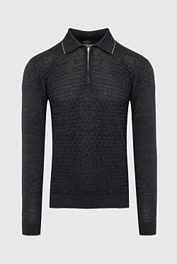 Long Sleeve Polo in Silk and Cashmere Gray for men