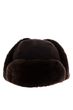 Hat made of wool and natural fur brown for men