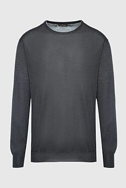 Cashmere and silk jumper gray for men