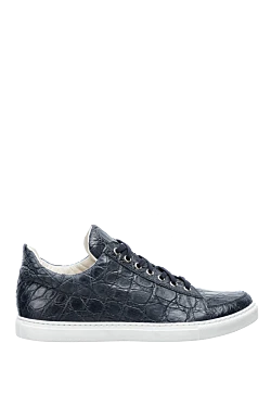 Blue crocodile leather sneakers for men