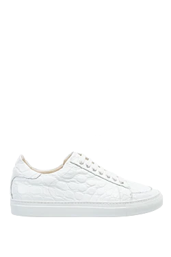 White crocodile leather sneakers for men