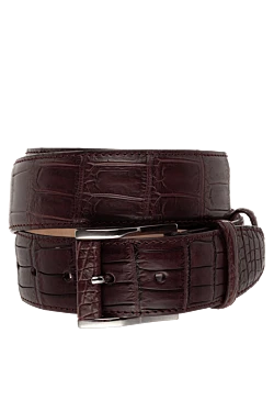 Crocodile leather belt burgundy for men