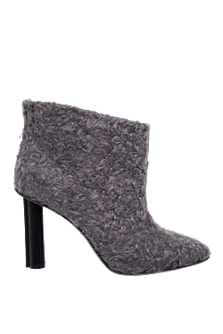 Gray leather and fur boots for women