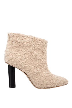 Beige leather and fur boots for women