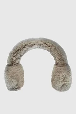 Beige fur headphones for women