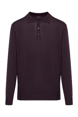 Wool and Cashmere Long Sleeve Polo Violet for men