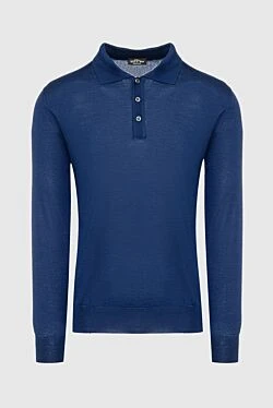 Wool and Cashmere Long Sleeve Polo Blue for men