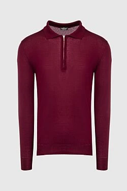 Wool and cashmere long sleeve polo burgundy for men