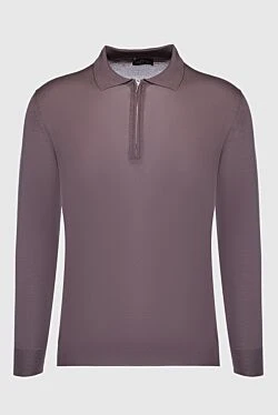 Wool and Cashmere Long Sleeve Polo Brown for men