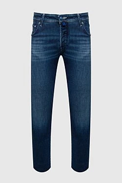 Blue cotton and wool jeans for men