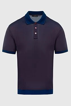 Cotton and silk polo blue for men