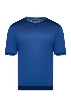 Cotton and silk T-shirt blue for men