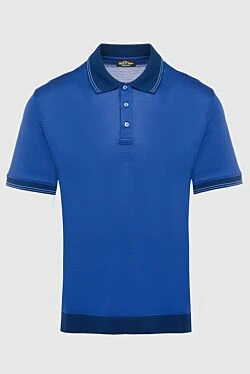 Cotton and silk polo blue for men