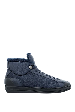 Leather and wool sneakers blue for men