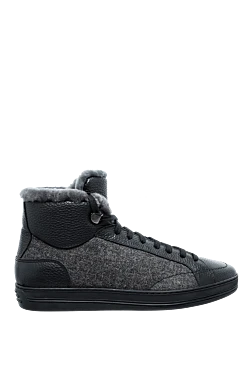 Gray leather and wool sneakers for men