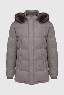 Men's down jacket made of wool and cashmere beige