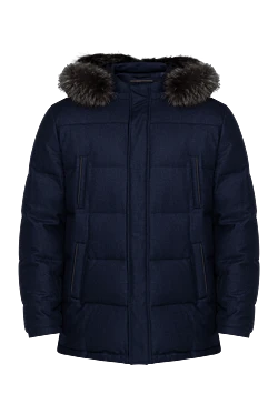 Down jacket men's wool and cashmere blue