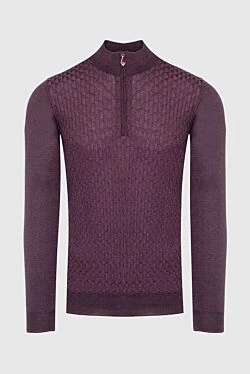 Wool and silk troyer burgundy for men