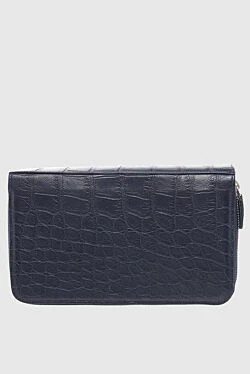 Men's blue alligator leather clutch