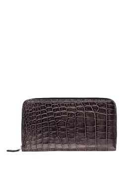 Men's brown alligator leather clutch