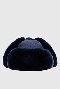 Hat made of wool, cashmere and natural fur blue for men