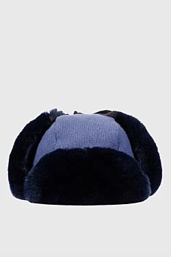 Hat made of wool, cashmere and natural fur blue for men