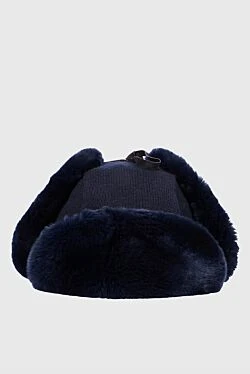 Hat made of wool, cashmere and natural fur blue for men