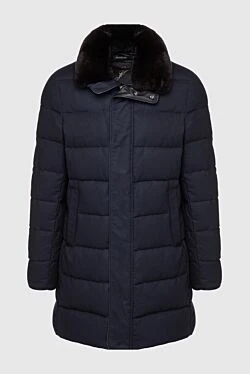 Down jacket men's wool blue