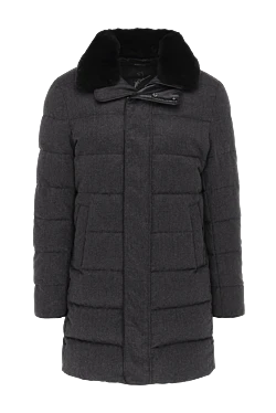 Down jacket men's gray wool