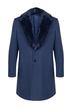 Blue cashmere and mink coat for men