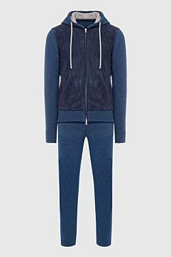 Men's sports suit made of wool, viscose and cashmere, blue