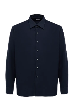 Men's blue cotton and cashmere shirt