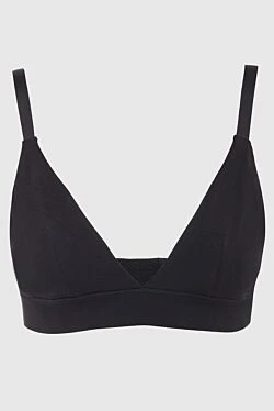 Black cotton and elastane bra for women