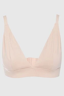 Beige cotton and elastane bra for women