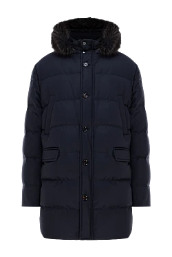 Men's down jacket made of wool and cashmere, black